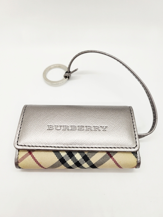 Burberry Accessories - Burberry Nova Check Key Case In Silver